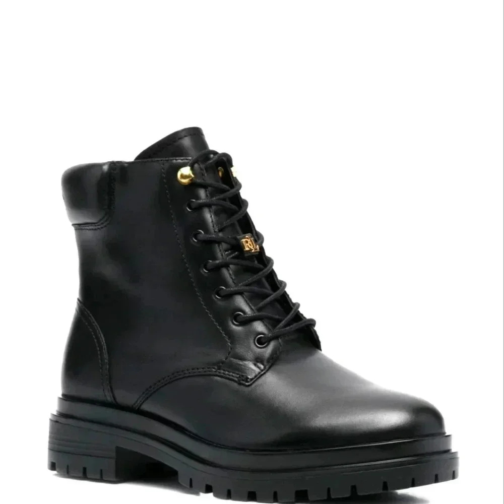 Lauren Ralph Lauren Women's Combat Boots Size 5.5 Black - Picture 2 of 6